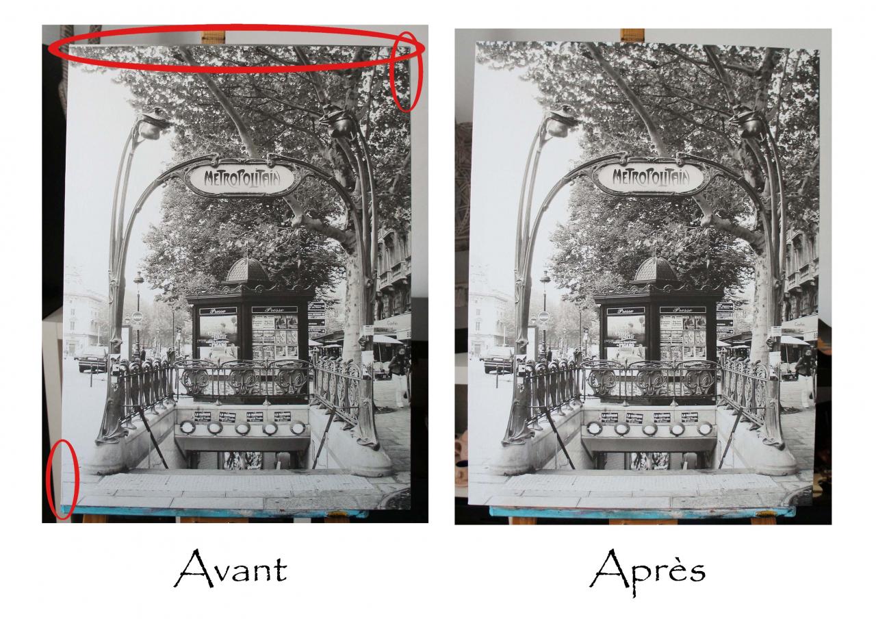 Retouches d'une photo imprimée sur toile mal cadrée